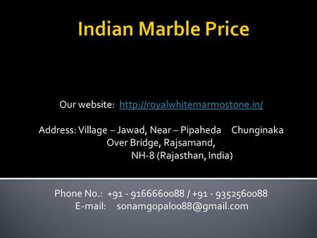 Our website:  Address: Village – Jawad, Near – Pipaheda Chunginaka Over Bridge, Rajsamand,