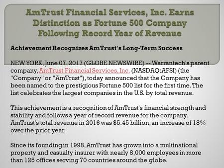  Am trust financial services, inc. earns distinction as fortune 500 company following record year of revenue
