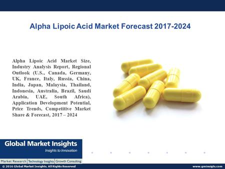 © 2016 Global Market Insights. All Rights Reserved  Alpha Lipoic Acid Market Forecast Alpha Lipoic Acid Market Size, Industry.