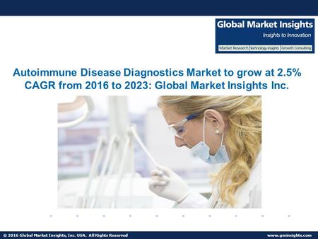 © 2016 Global Market Insights, Inc. USA. All Rights Reserved  Autoimmune Disease Diagnostics Market to grow at 2.5% CAGR from 2016 to 2023