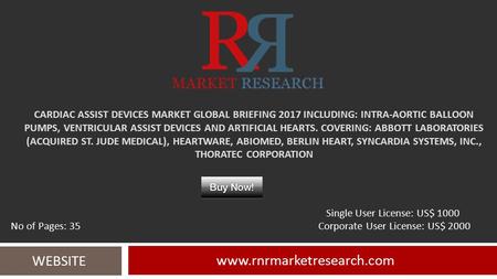 CARDIAC ASSIST DEVICES MARKET GLOBAL BRIEFING 2017 INCLUDING: INTRA-AORTIC BALLOON PUMPS, VENTRICULAR ASSIST DEVICES AND ARTIFICIAL HEARTS. COVERING: ABBOTT.