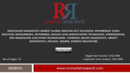 MOLECULAR DIAGNOSTICS MARKET GLOBAL BRIEFING 2017 INCLUDING: POLYMERASE CHAIN REACTION, MICROARRAYS, ISOTHERMAL NUCLEIC ACID AMPLIFICATION TECHNOLOGY,