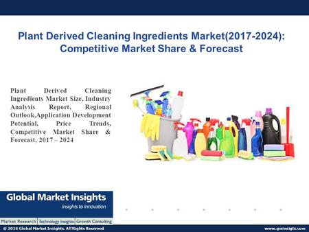 © 2016 Global Market Insights. All Rights Reserved  Plant Derived Cleaning Ingredients Market( ): Competitive Market Share & Forecast.