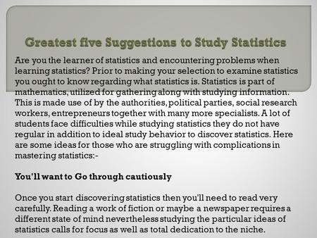 
Greatest five Suggestions to Study Statistics