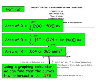 Area of R = [g(x) – f(x)] dx