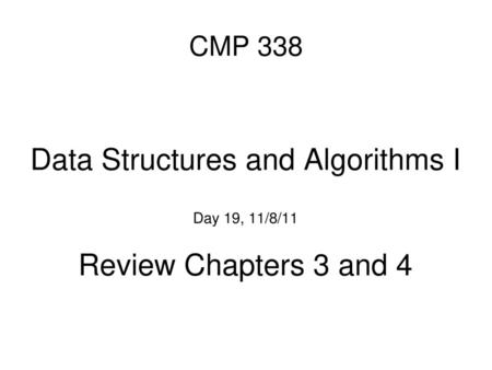 Data Structures and Algorithms I