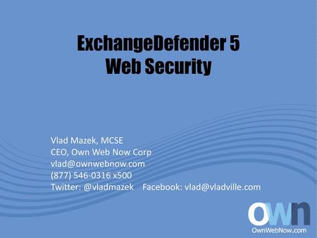 ExchangeDefender 5 Web Security