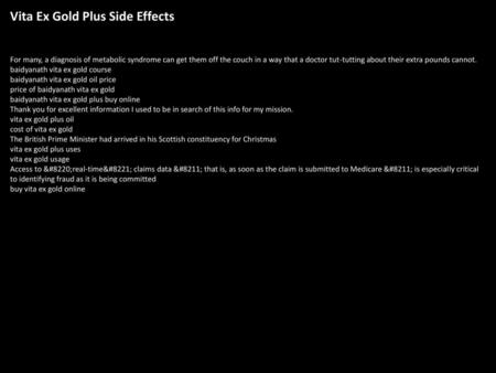 Vita Ex Gold Plus Side Effects