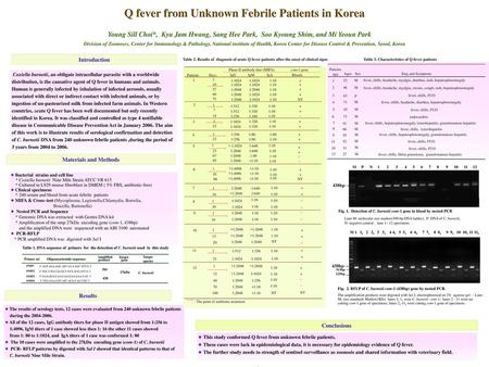 Q fever from Unknown Febrile Patients in Korea