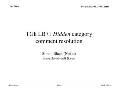 TGk LB71 Hidden category comment resolution