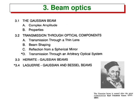 3. Beam optics.