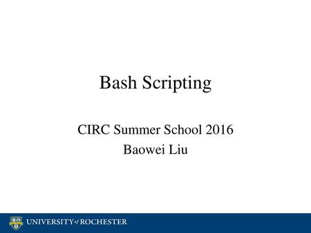 CIRC Summer School 2016 Baowei Liu