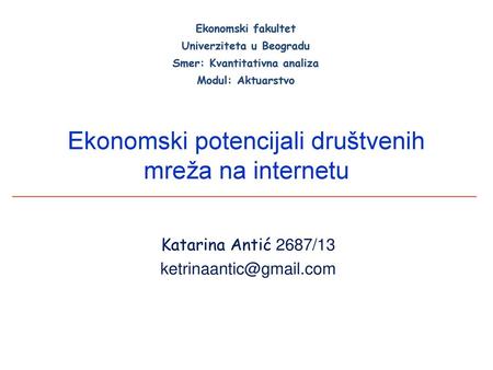 Ekonomski potencijali društvenih mreža na internetu