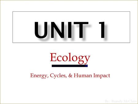 Ecology Energy, Cycles, & Human Impact