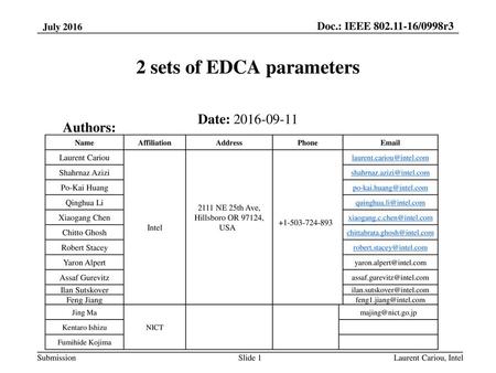 2 sets of EDCA parameters