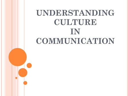 UNDERSTANDING CULTURE IN COMMUNICATION. Learning to identify the different communication styles - and recognizing which one we use most often in our daily.