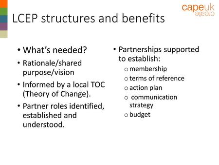 LCEP structures and benefits