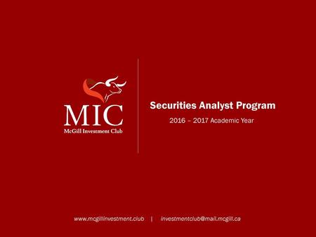 Securities Analyst Program