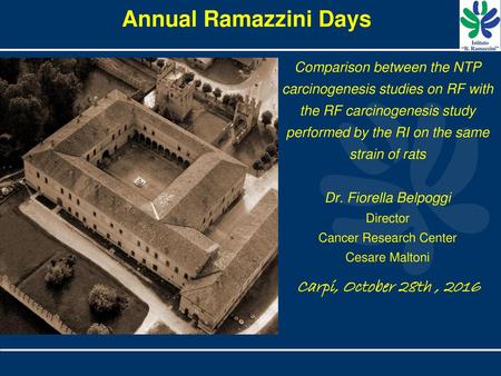 Annual Ramazzini Days Carpi, October 28th , 2016