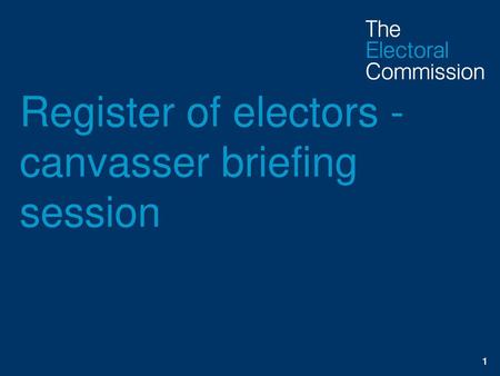 Register of electors -canvasser briefing session