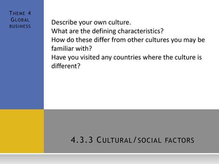 4.3.3 Cultural/social factors