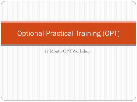 Optional Practical Training (OPT)