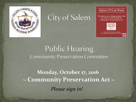 Public Hearing Community Preservation Committee