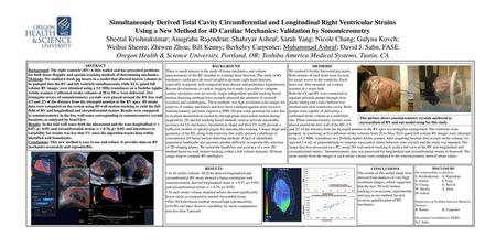 ABSTRACT Background: The right ventricle (RV) is thin walled and has presented problems for both tissue Doppler and speckle tracking methods of determining.