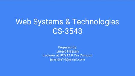 Web Systems & Technologies