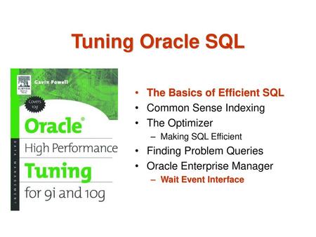 Tuning Oracle SQL The Basics of Efficient SQL Common Sense Indexing