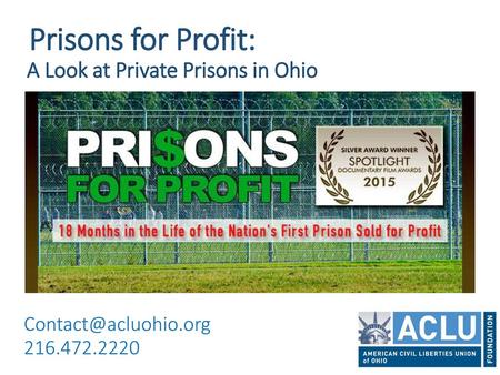 Prisons for Profit: A Look at Private Prisons in Ohio