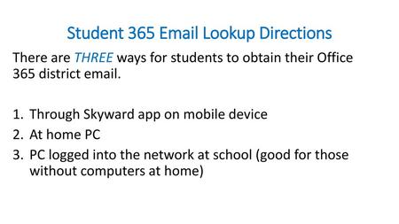 Student 365  Lookup Directions