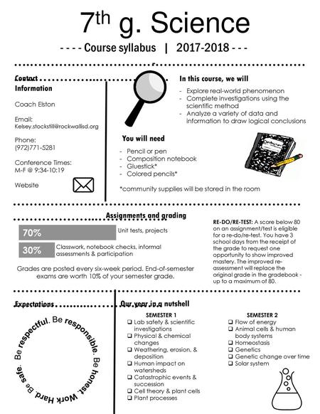 7th g. Science Course syllabus   |