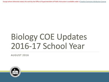 Biology COE Updates School Year