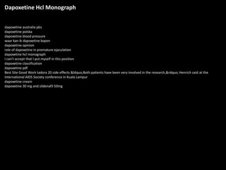 Dapoxetine Hcl Monograph