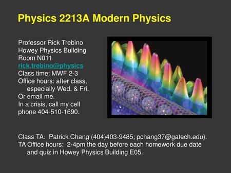 Physics 2213A Modern Physics