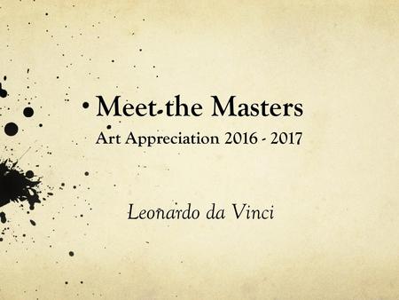 Meet the Masters Art Appreciation