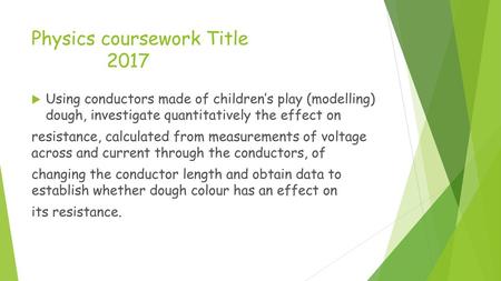 Physics coursework Title 2017