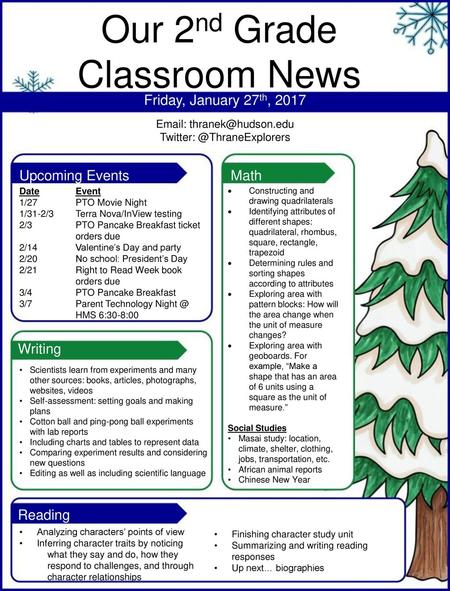 Our 2nd Grade Classroom News Friday, January 27th, 2017  