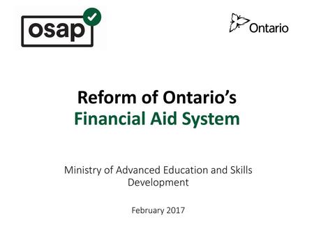 Reform of Ontario’s Financial Aid System