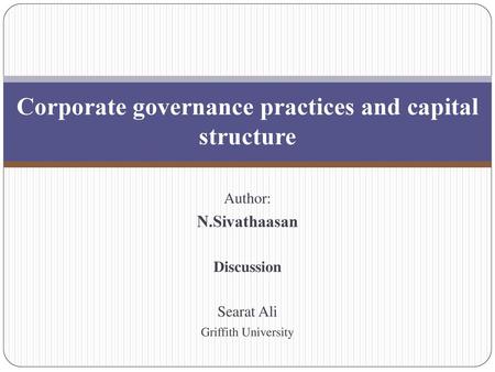 Corporate governance practices and capital structure