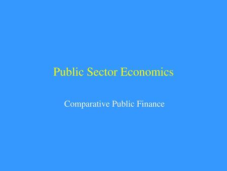 Public Sector Economics