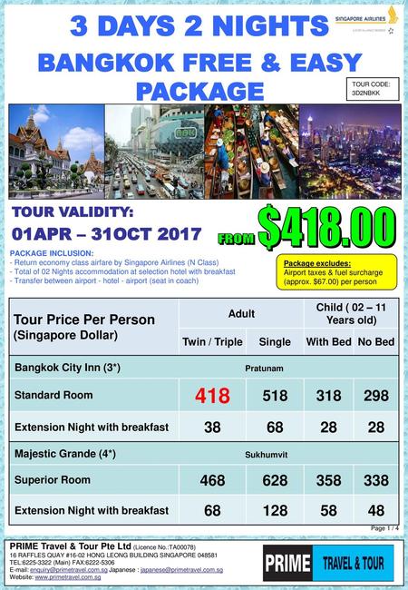 BANGKOK FREE & EASY PACKAGE