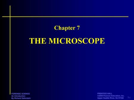 Chapter 7 THE MICROSCOPE.