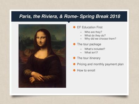 Paris, the Riviera, & Rome- Spring Break 2018