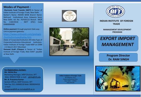 MANAGEMENT DEVELOPMENT PROGRAM Indian Institute of Foreign Trade