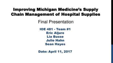 Final Presentation IOE Team #1 Eric Aljure Lia Busse Julie Hahn