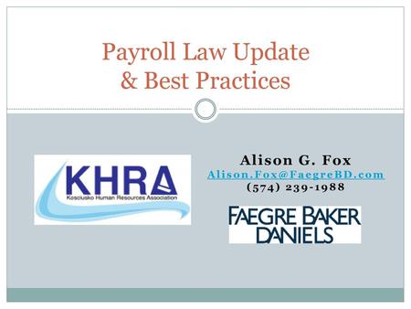 Payroll Law Update & Best Practices