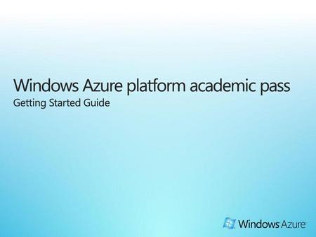 Windows Azure platform academic pass