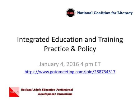 Integrated Education and Training Practice & Policy